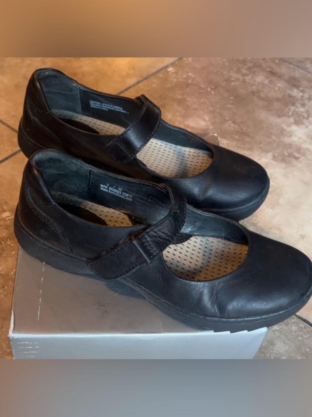 Born | Women’s Black Leather Mary Jane Style Flats Shoes